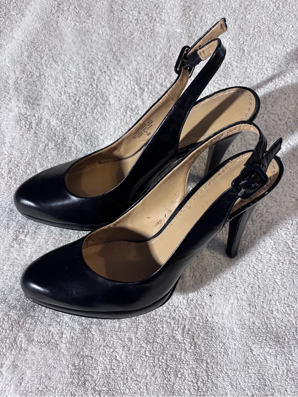 Nine West Black Leather Slingback Pumps